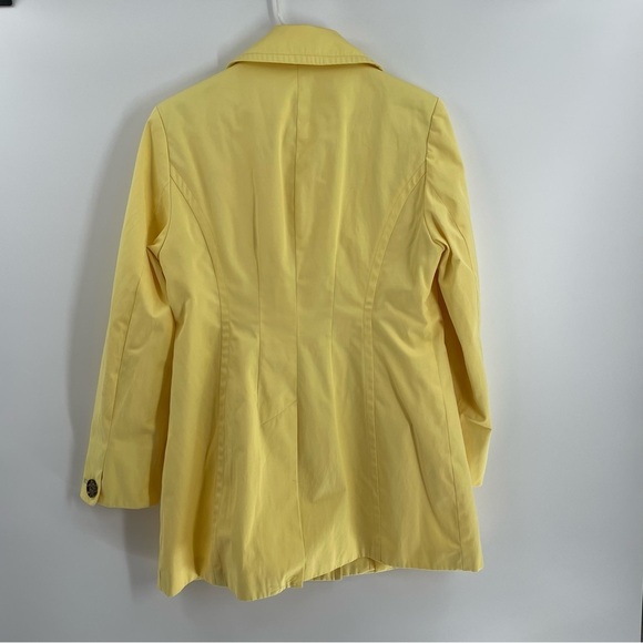 Anne Klein Butter Yellow Tortious Button Fitted Lined Long Sleeve Trench Coat - Picture 8 of 13